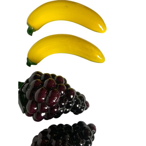 Glass Art Fruit Set Of 4 Murano Style 2 Bunches of Grapes and 2 Banana - Picture 8 of 9